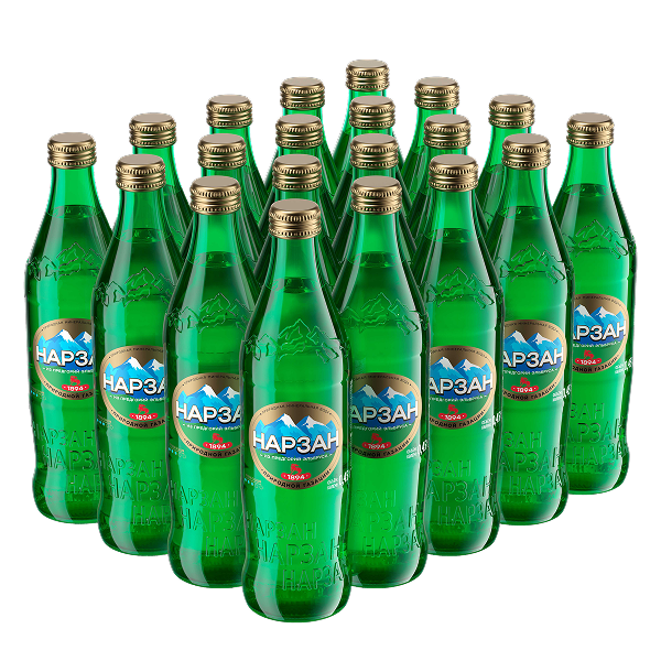 Вода Нарзан 0.45 литра газированная Элита золотой (стекло)