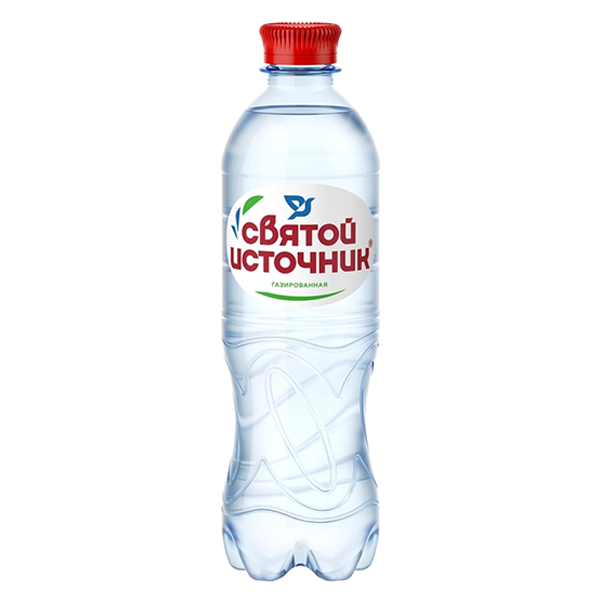 Вода Святой Источник 0.5л газированная (ПЭТ) (12шт/уп)