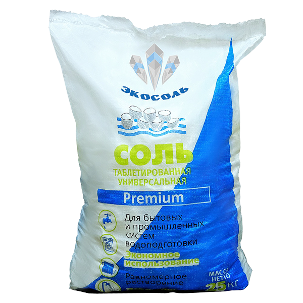 Соль пищевая выварочная сорт Экстра таблетированная ЭКОСОЛЬ 25 кг