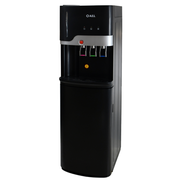 Кулер напольный AEL LD-AEL-835a (АЕЛ) электронный, черный с серебром, встроенный стаканодержатель, нижняя загрузка