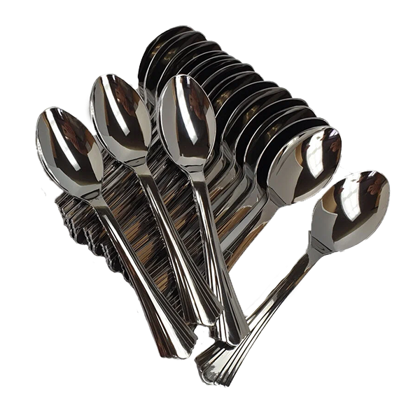 Ложка столовая пластик металлик 17,5см. 18шт/уп