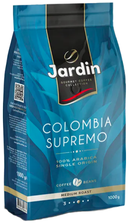 Кофе зерновой Jardin Colombia supremo вак/уп 1 кг