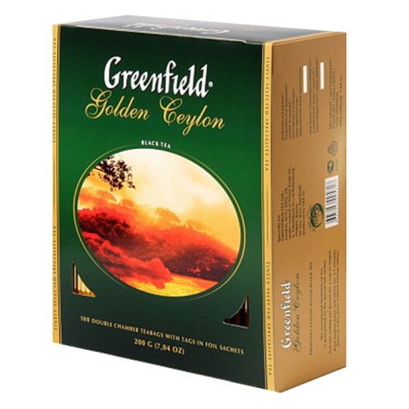 Чай Greenfield Golden Ceylon (2гр*100 пакет) (пачка) черный (9шт/кор)