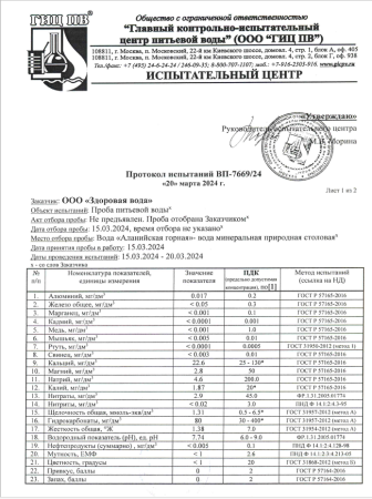 Вода Аланийская горная 5 литров