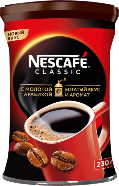 Кофе растворимый Nescafe Classic (Нескафе классик) ж/б порошковый с добавлением молотого 230 г