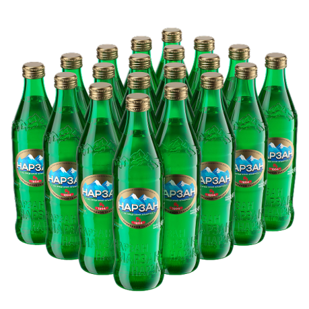 Вода Нарзан 0.45 литра газированная Элита золотой (стекло)