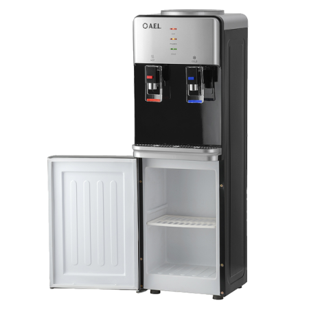 Кулер напольный AEL LD-AEL-40c (АЕЛ) электронный, черный с серебром, со шкафчиком
