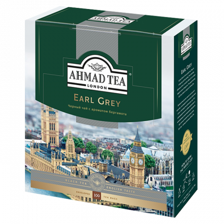 Чай Ahmad Earl Grey (2гр*100 пакет) черный с бергамотом (пачка)  (8шт/кор)