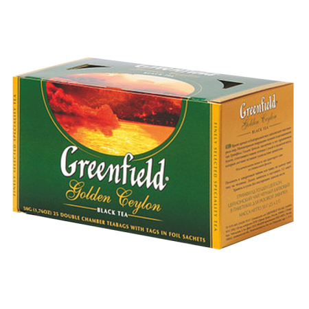 Чай Greenfield Golden Ceylon (2гр*25 пакет) черный (пачка)  (10шт/кор)