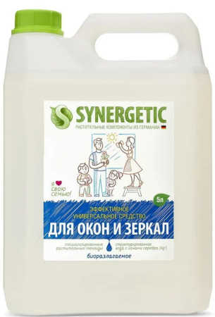 Средство для мытья окон и зеркал Synergetic 5 л.