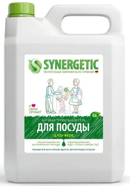 Средство для мытья посуды Synergetic Алоэ 5 л.
